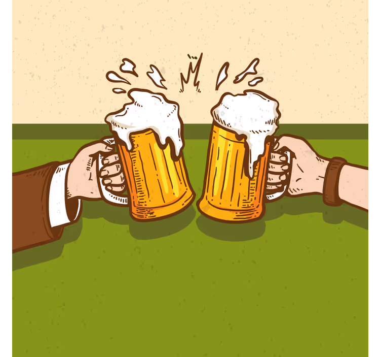 Sous verre bière mugs de bière entrechoqués - TenStickers