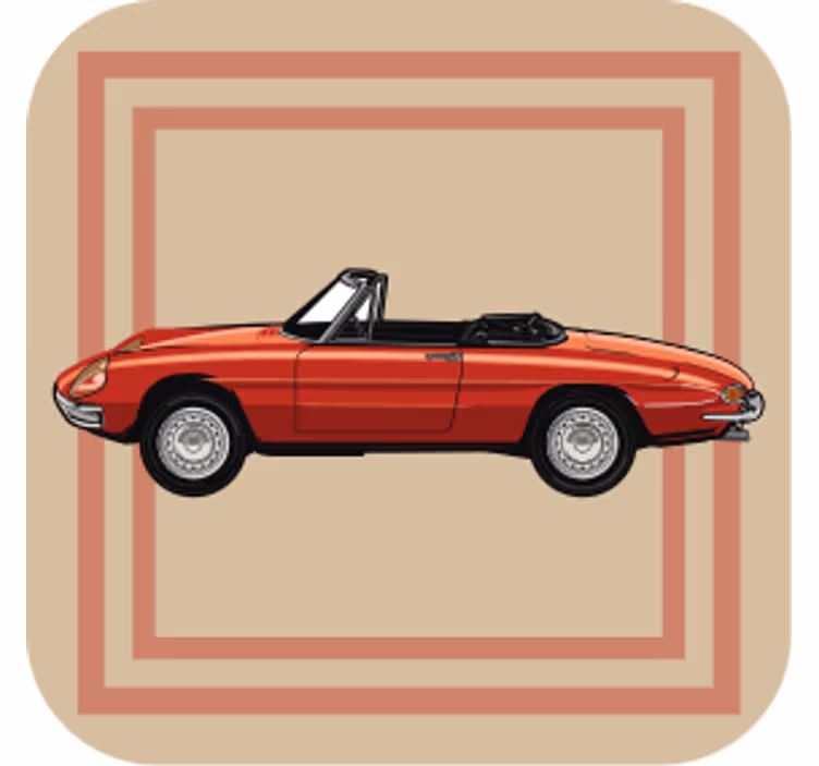 Sous verre vintage illustration de cabriolet rétro - TenStickers