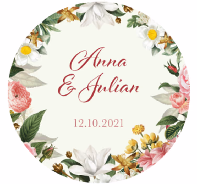 Sous verre mariage floral personnalisé - TenStickers