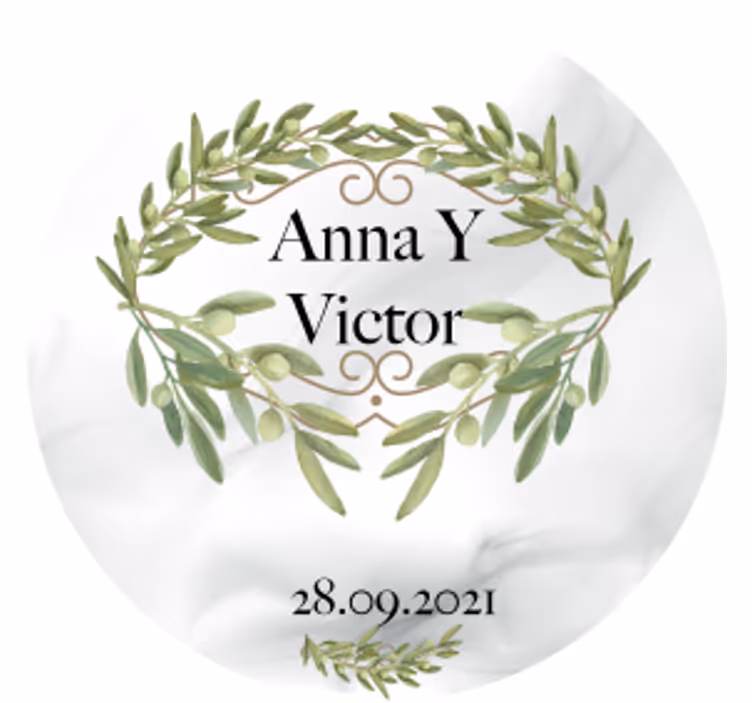 Sous verre mariage emblème de couronne d'olivier - TenStickers