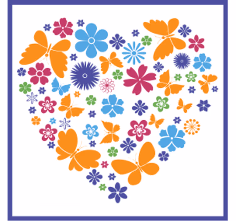 Sous verre moderne arrangement floral en cœur - TenStickers