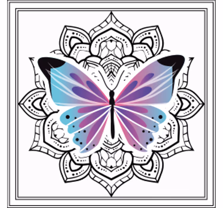 Sous verre mandala de papillons colorés - TenStickers