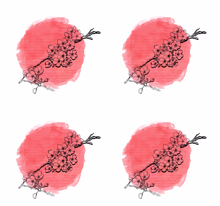 Sous verre contour floral sur rose - TenStickers