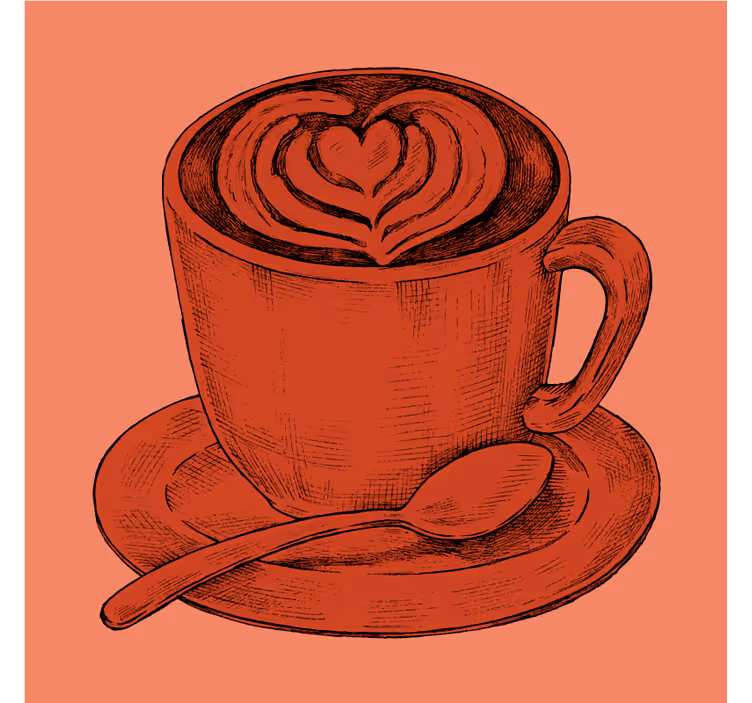 Sous verre vintage tasse à café motif cœur - TenStickers