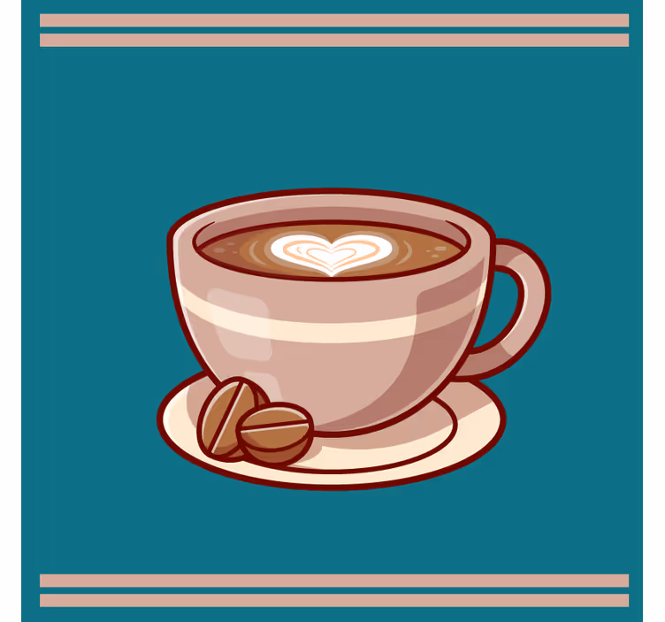 Sous verre moderne tasse à café avec cœur - TenStickers