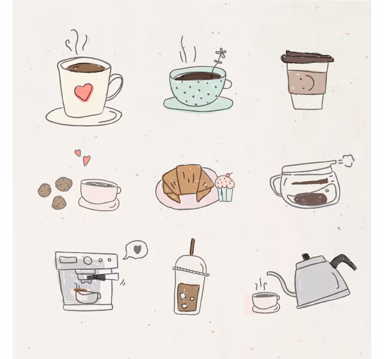 Sous verre moderne collage d'illustrations de boissons - TenStickers