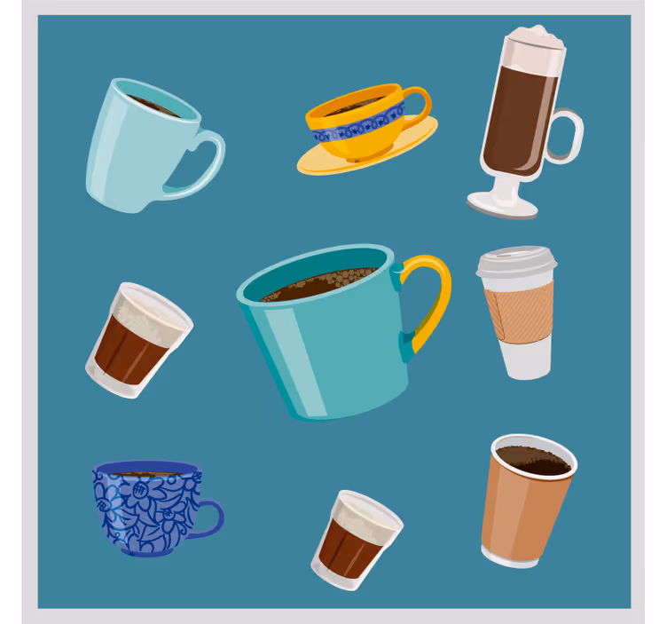 Sous verre moderne assorti de mugs à café - TenStickers