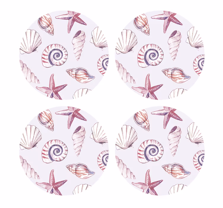 Sous verre bière motifs coquillages et étoiles de mer - TenStickers