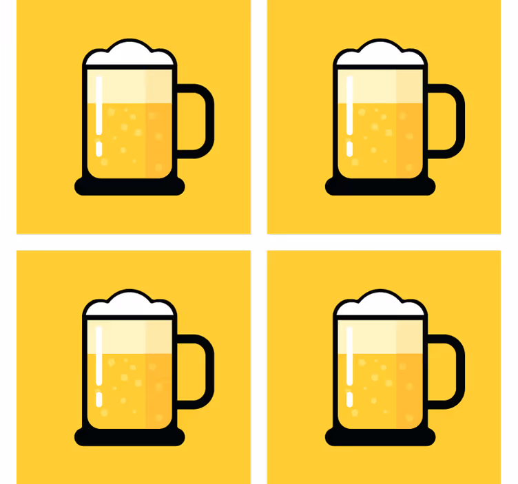 Sous verre bière illustration de chope jaune - TenStickers