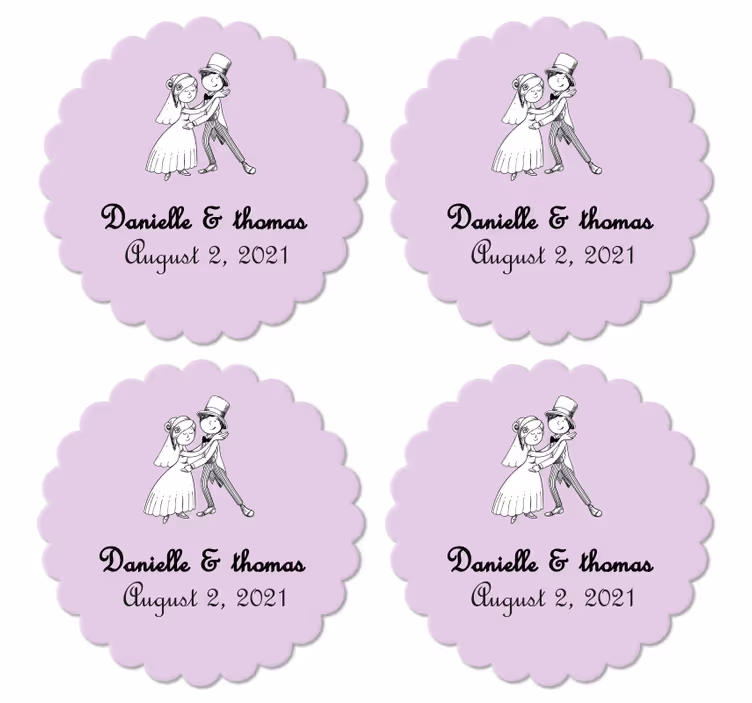 Dessous de verre mariage Fiancés s'embrassant - TenStickers