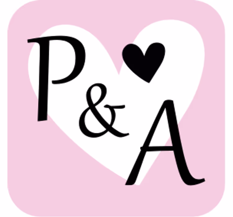Sous verre mariage initiales motif cœur - TenStickers