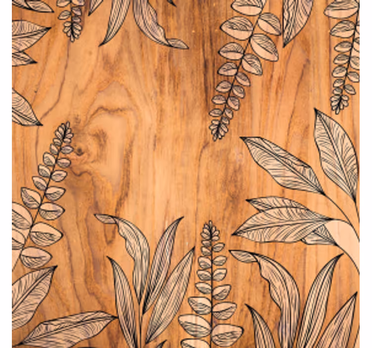 Sous verre grain de bois naturel avec contours floraux - TenStickers