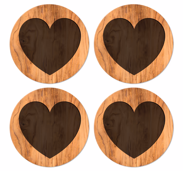 Dessous de verre motif Coeur avec texture en bois - TenStickers