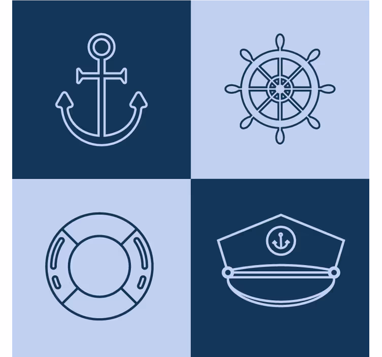 Sous verre moderne icônes maritimes et ancres - TenStickers