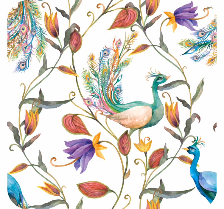 Sous verre bière motif floral paon - TenStickers