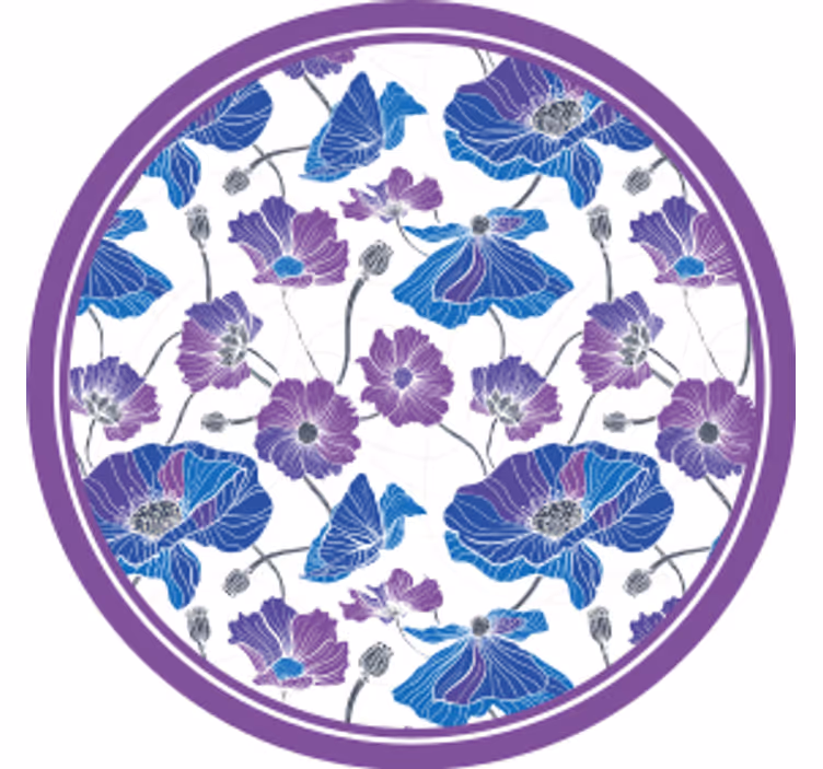 Sous verre moderne motif floral avec accents violets - TenStickers
