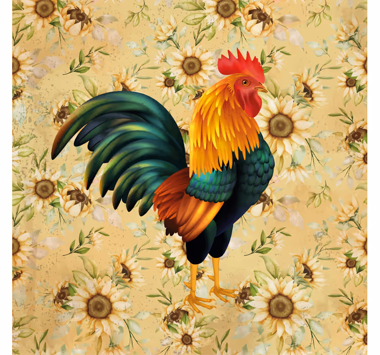 Sous verre bière illustration de coq coloré - TenStickers
