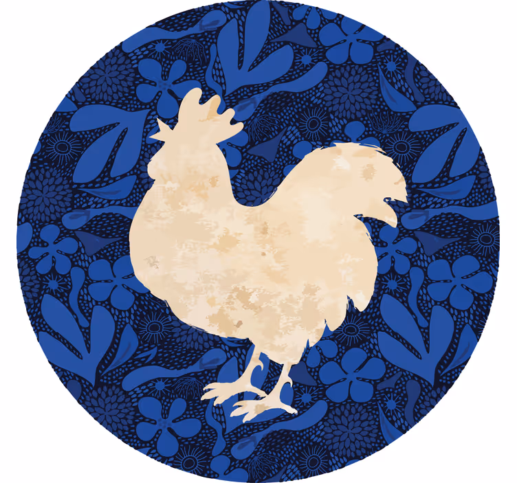 Sous verre vintage silhouette florale de coq - TenStickers