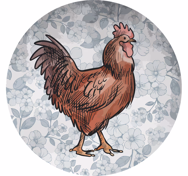 Sous verre moderne illustration de poule florale - TenStickers