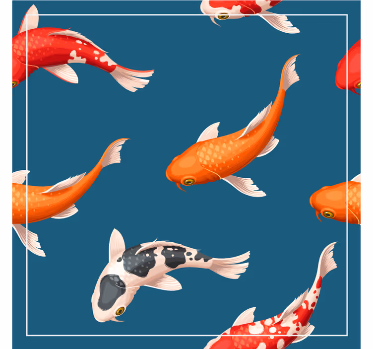 Sous verre moderne motif de poissons koi colorés - TenStickers