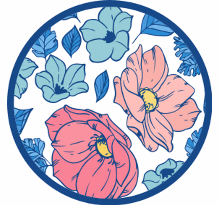 Sous verre moderne motif floral cercle - TenStickers