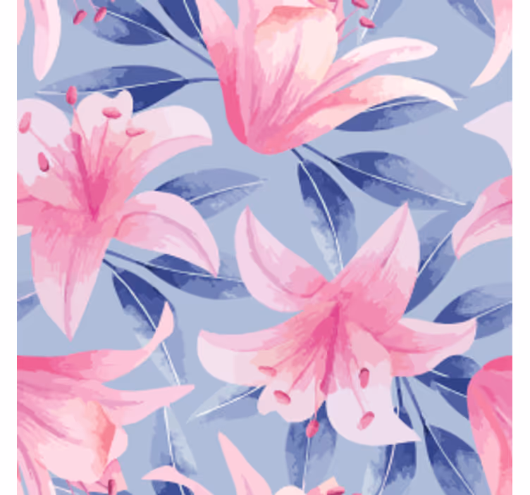 Sous verre motif floral avec des lys roses - TenStickers