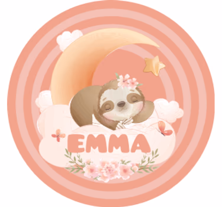 Sous verre personnalisable paresseux lune floral - TenStickers