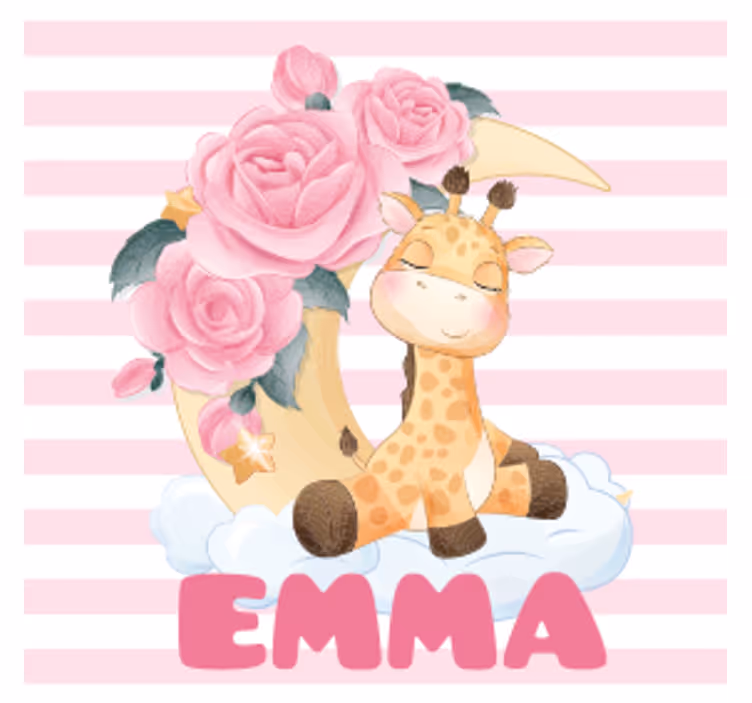 Sous verre personnalisable girafe avec croissant floral - TenStickers