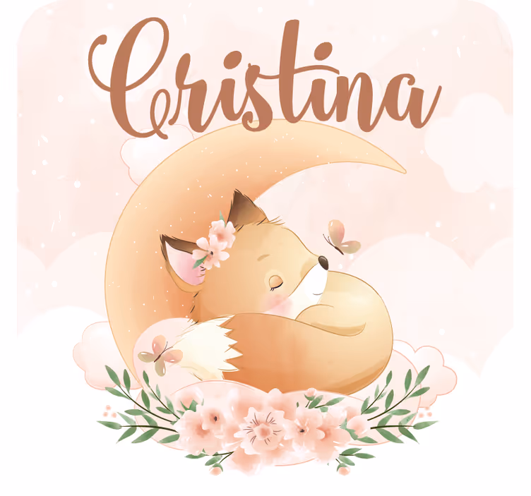 Sous verre personnalisable renard dormant avec fleurs - TenStickers