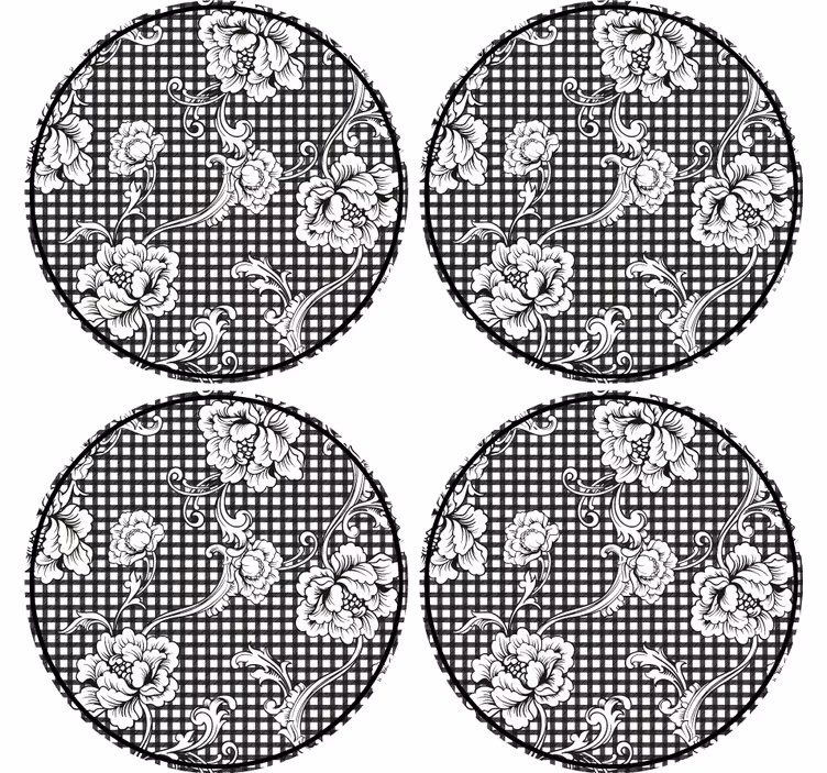 Sous verre motif floral vichy - TenStickers
