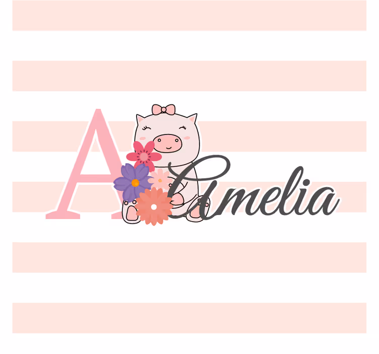 Sous verre personnalisable porcelet espiègle avec fleurs - TenStickers