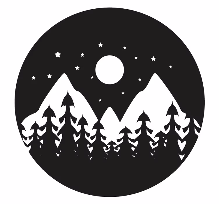 Sous verre paysage de nuit en montagne - TenStickers