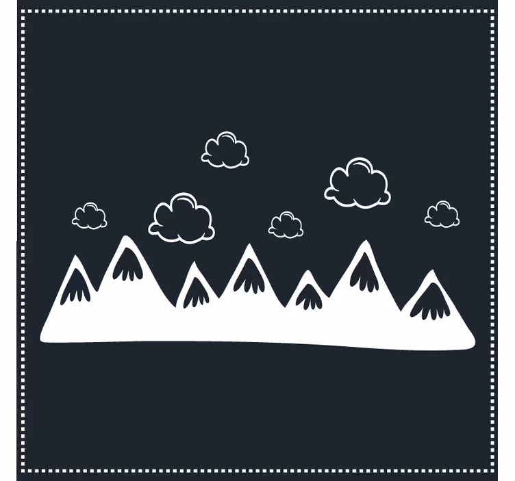 Sous verre silhouette de montagne avec nuages - TenStickers