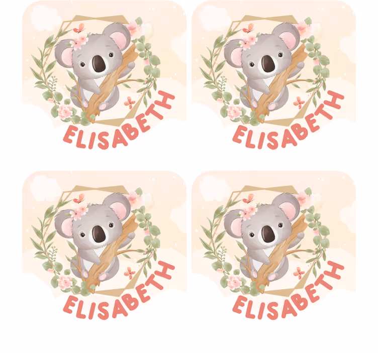 Sous verre personnalisable koala mignon avec fleurs - TenStickers