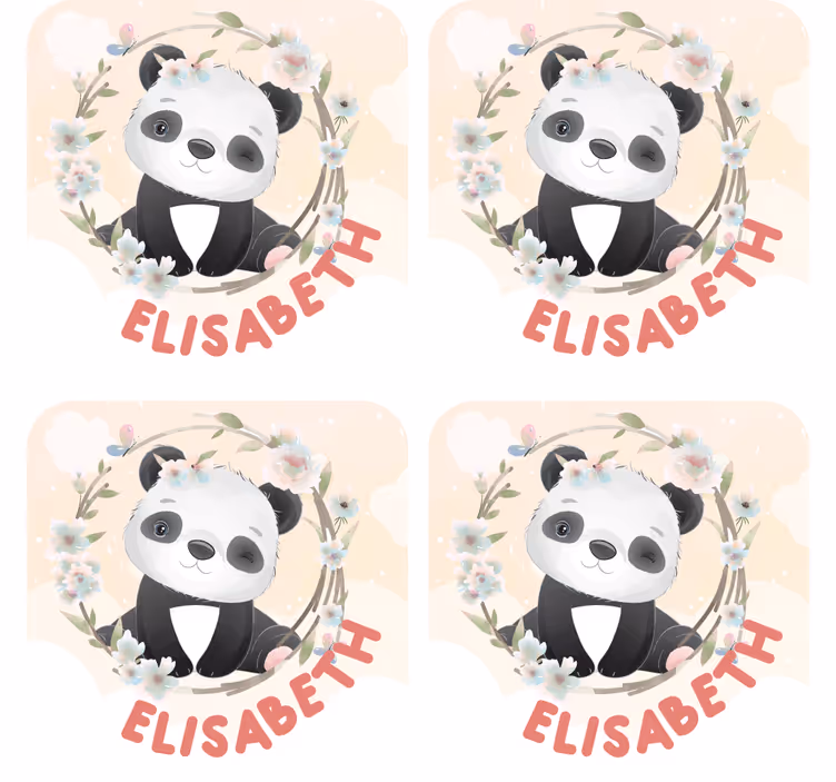 Sous verre personnalisable panda avec accents floraux - TenStickers