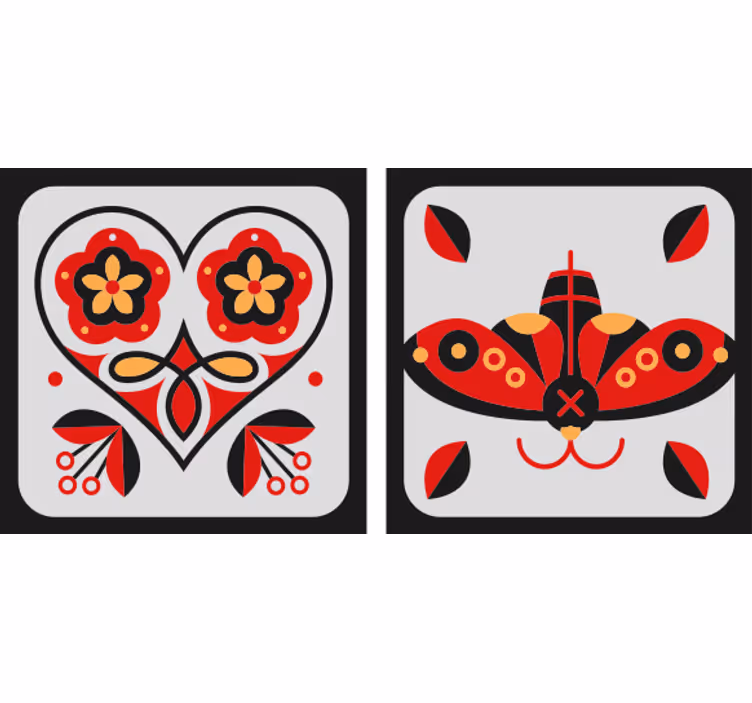 Sous verre bière motifs cœur et papillon - TenStickers