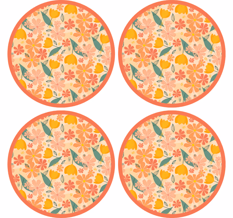Sous verre motif floral surface ronde - TenStickers