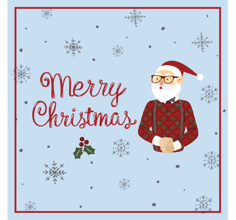Sous verre noël père noël avec flocons de neige - TenStickers