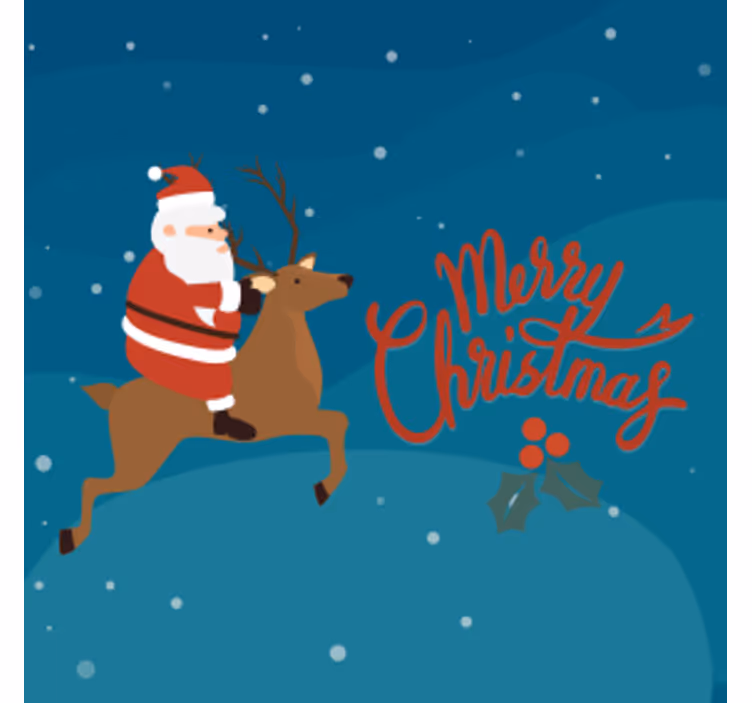 Sous verre noël père noël sur un renne - TenStickers