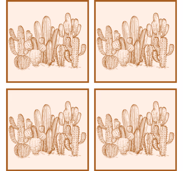 Sous verre illustration de variétés de cactus - TenStickers