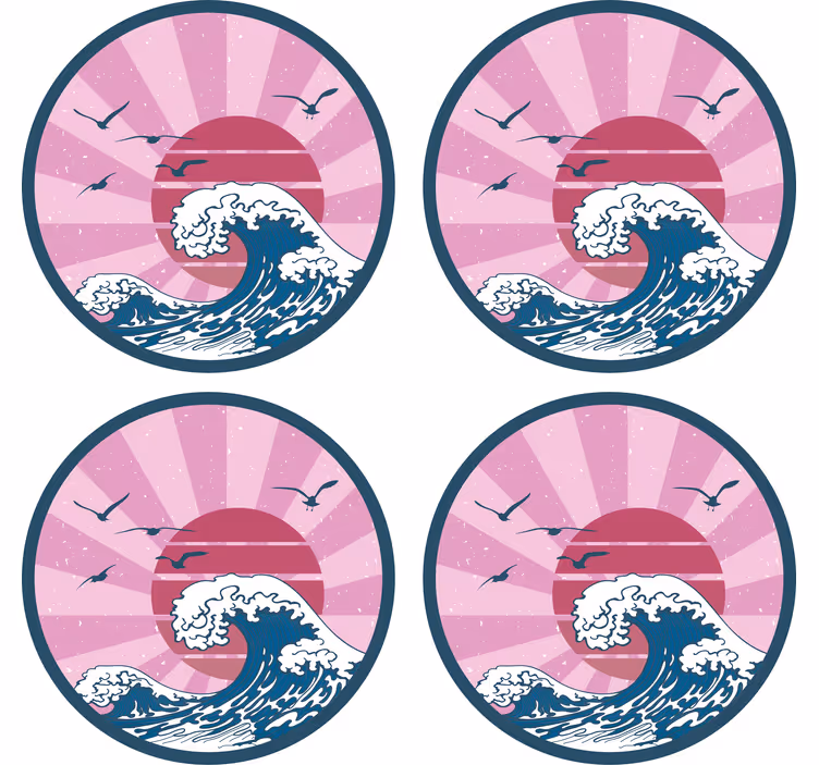 Dessous de verre vintage La grande vague rétro rose - TenStickers