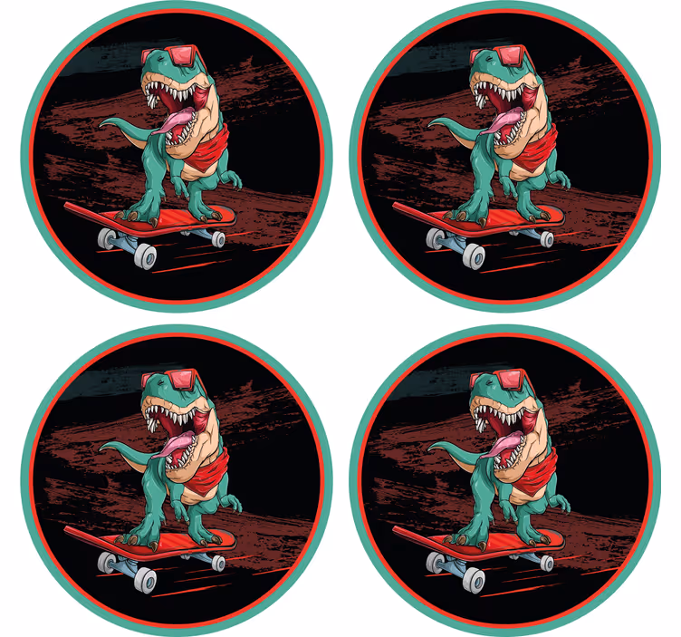 Sous verre bière dinosaure skateboard graphique - TenStickers