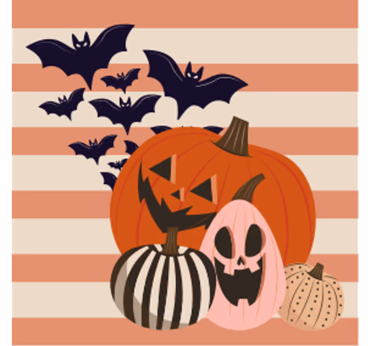 Sous verre halloween trio de citrouilles avec chauves-souris - TenStickers