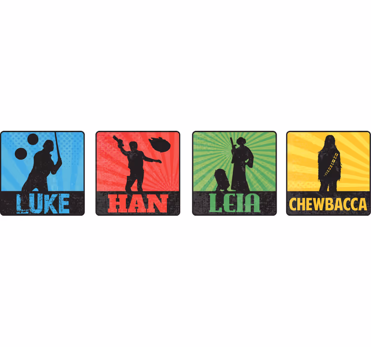 Sous verre bière silhouettes de personnages iconiques - TenStickers