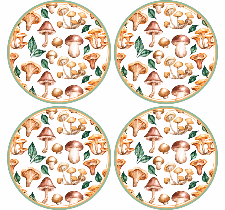 Sous verre bière motifs champignons - TenStickers