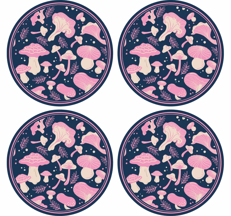 Sous verre bière motifs champignons fantaisistes - TenStickers