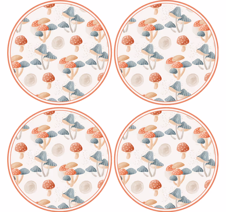 Sous verre bière motifs de champignons colorés - TenStickers