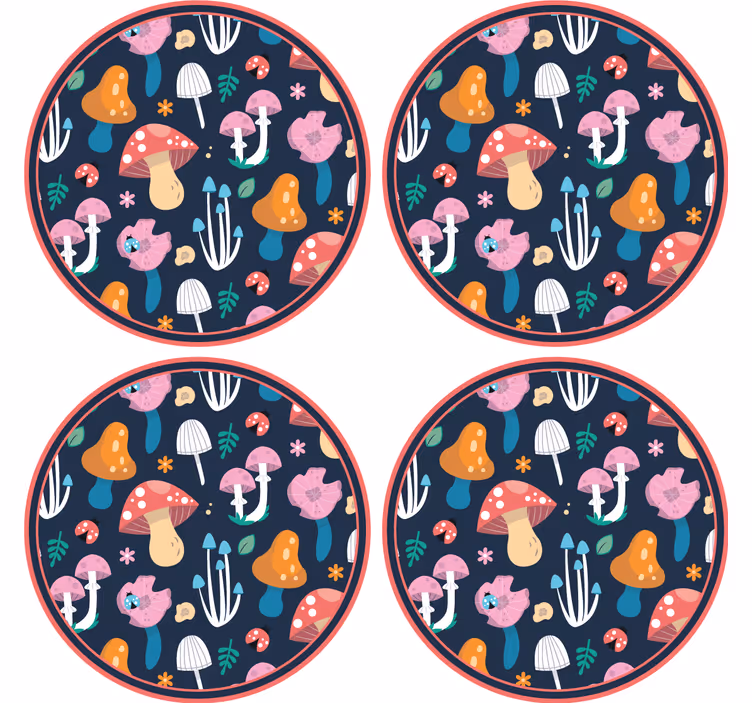 Sous verre bière motif champignons vibrants - TenStickers