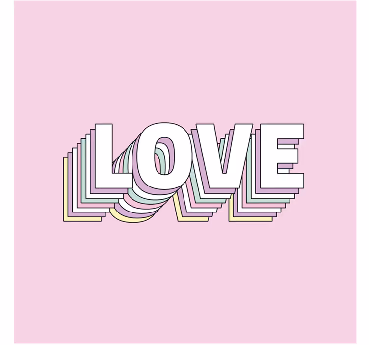 Sous verre citation typographie d'amour rose et blanc - TenStickers