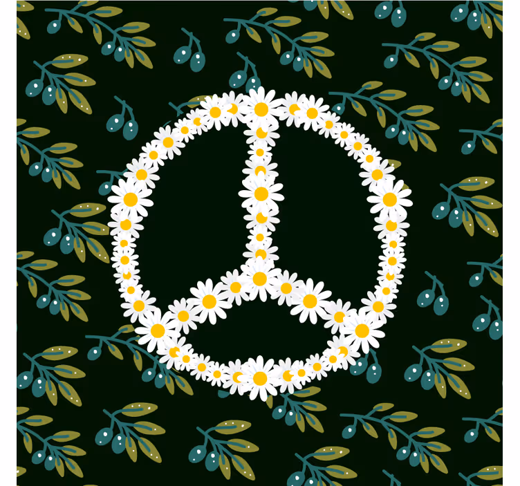 Sous verre bière symbole de paix floral - TenStickers
